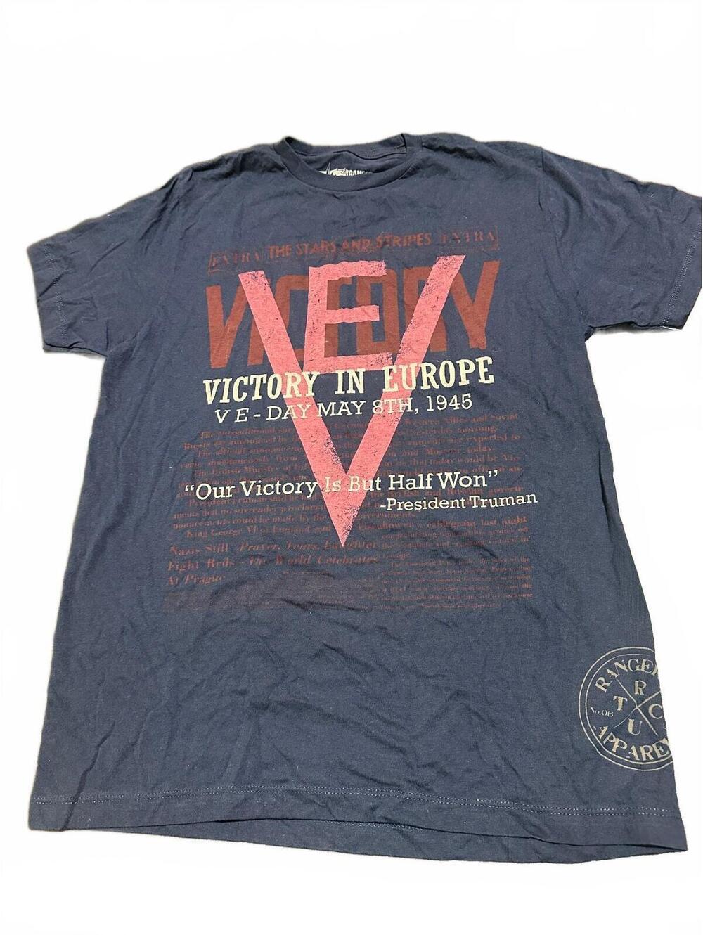 Ranger Up VE Day 1945 Navy Graphic T-Shirt M